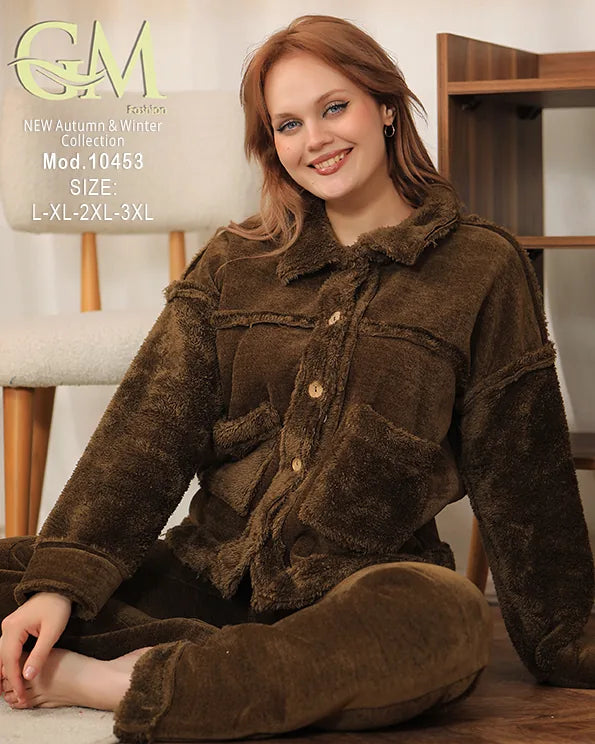 بيجامة شتوي حريمي قطيفة ناعمة | موديل 10453 | GM Fashion