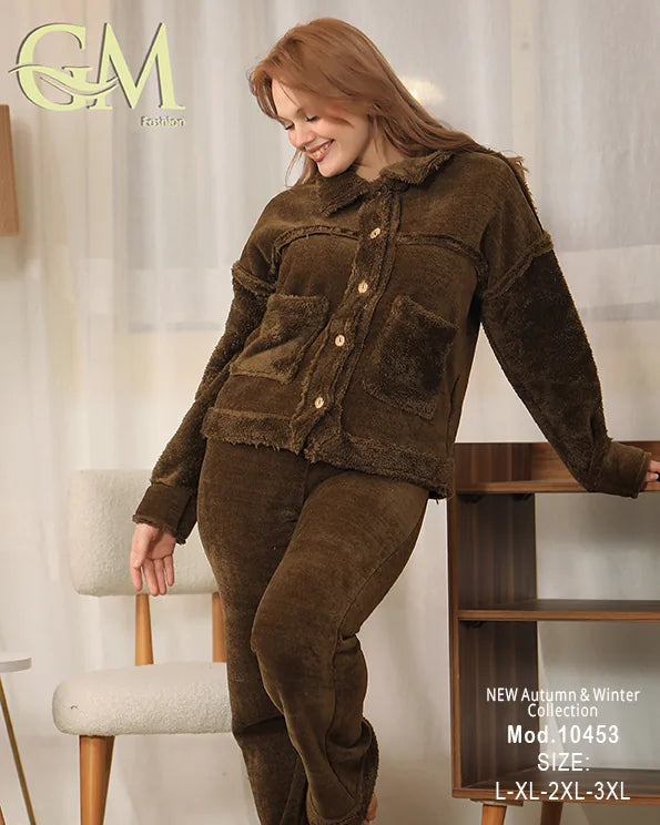 بيجامة شتوي حريمي قطيفة ناعمة | موديل 10453 | GM Fashion