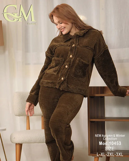 بيجامة شتوي حريمي قطيفة ناعمة | موديل 10453 | GM Fashion