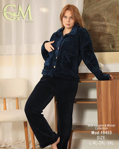 بيجامة شتوي حريمي قطيفة ناعمة | موديل 10453 | GM Fashion