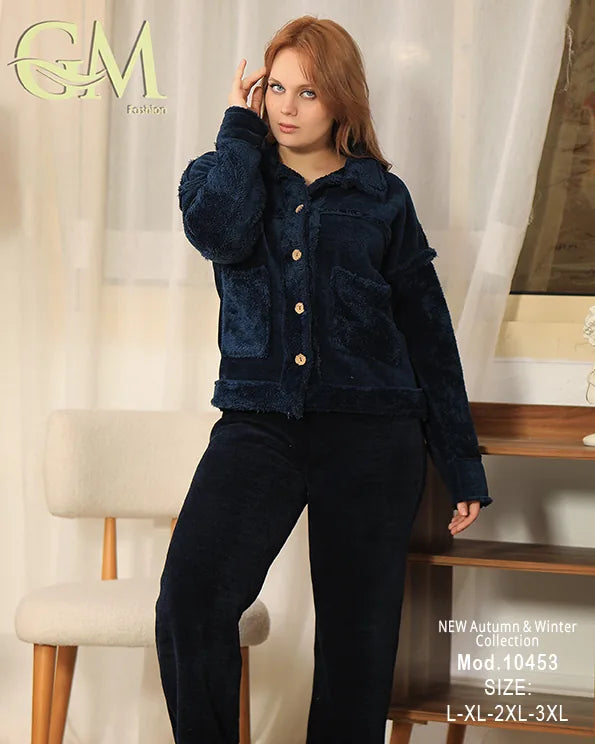 بيجامة شتوي حريمي قطيفة ناعمة | موديل 10453 | GM Fashion