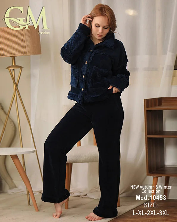 بيجامة شتوي حريمي قطيفة ناعمة | موديل 10453 | GM Fashion