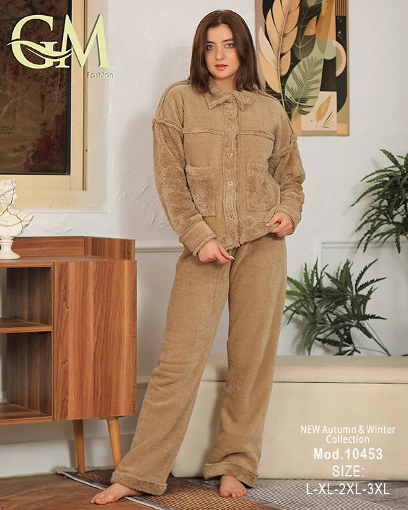 بيجامة شتوي حريمي قطيفة ناعمة | موديل 10453 | GM Fashion