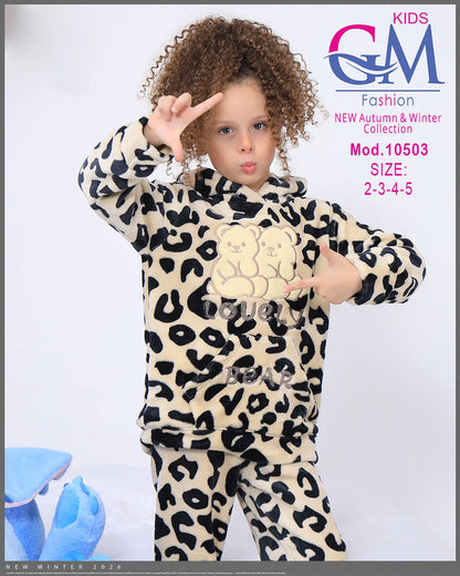 طقم شتوي فرو للأطفال بناتي ببطبطة - هودي وبنطلون | موديل 10503 | GM Kids