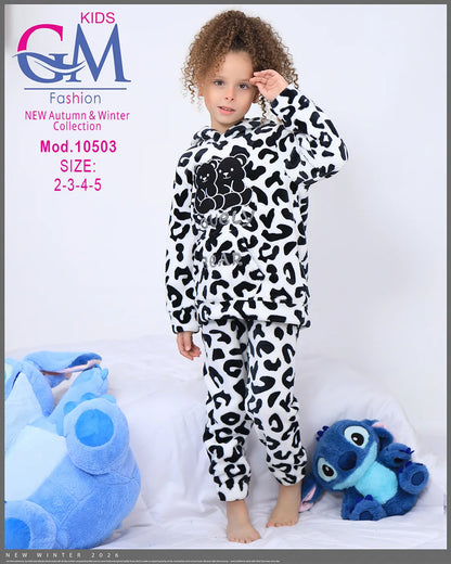 طقم شتوي فرو للأطفال بناتي ببطبطة - هودي وبنطلون | موديل 10503 | GM Kids