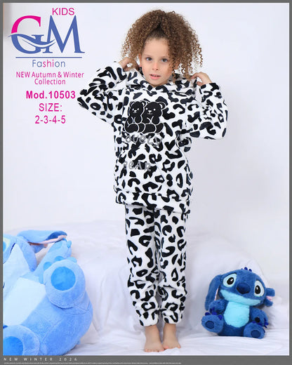 طقم شتوي فرو للأطفال بناتي ببطبطة - هودي وبنطلون | موديل 10503 | GM Kids