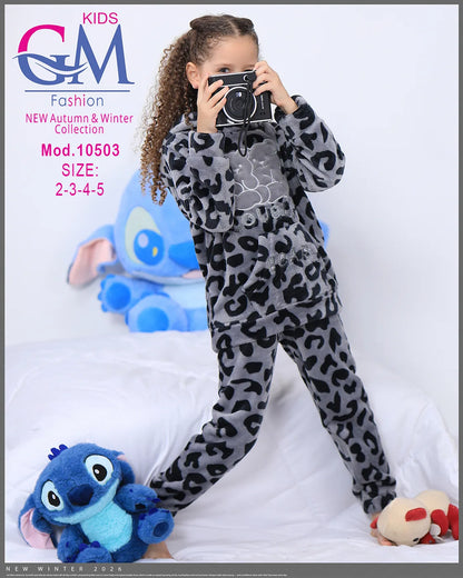طقم شتوي فرو للأطفال بناتي ببطبطة - هودي وبنطلون | موديل 10503 | GM Kids