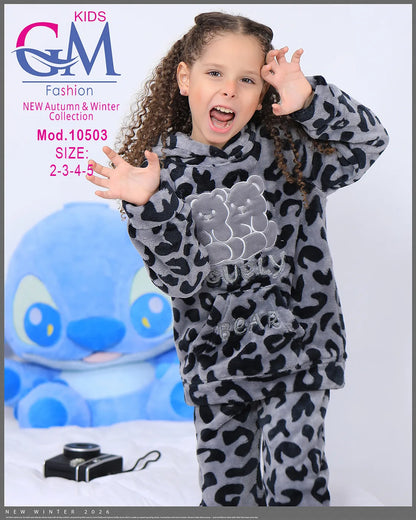 طقم شتوي فرو للأطفال بناتي ببطبطة - هودي وبنطلون | موديل 10503 | GM Kids