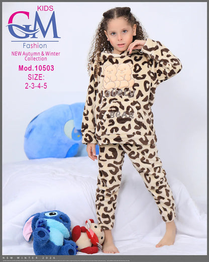 طقم شتوي فرو للأطفال بناتي ببطبطة - هودي وبنطلون | موديل 10503 | GM Kids