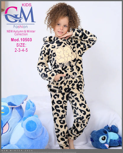 طقم شتوي فرو للأطفال بناتي ببطبطة - هودي وبنطلون | موديل 10503 | GM Kids