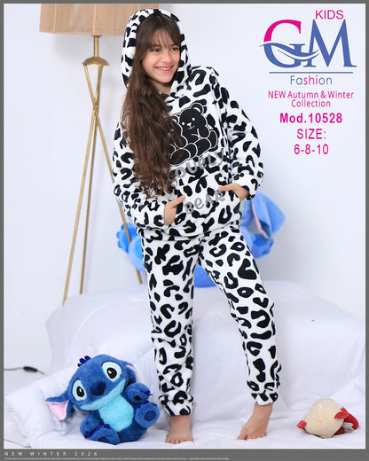 ترنج شتوي بناتي فرو دافئ بجيوب ودببة – موديل 10528 من GM Kids