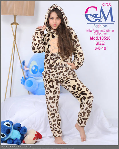 ترنج شتوي بناتي فرو دافئ بجيوب ودببة – موديل 10528 من GM Kids