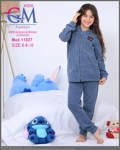 طقم بيجامة بناتي شتوي GM Kids | موديل 11027 بطبعة لطيفة