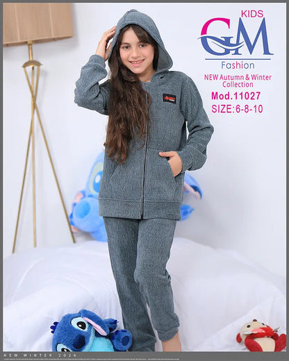 طقم بيجامة بناتي شتوي GM Kids | موديل 11027 بطبعة لطيفة