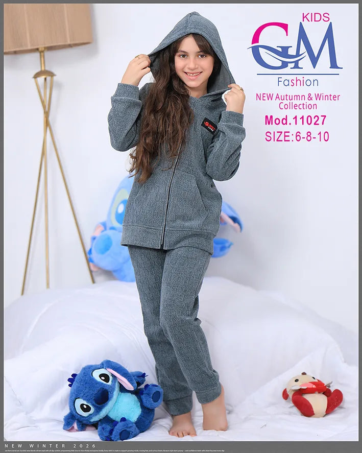 طقم بيجامة بناتي شتوي GM Kids | موديل 11027 بطبعة لطيفة