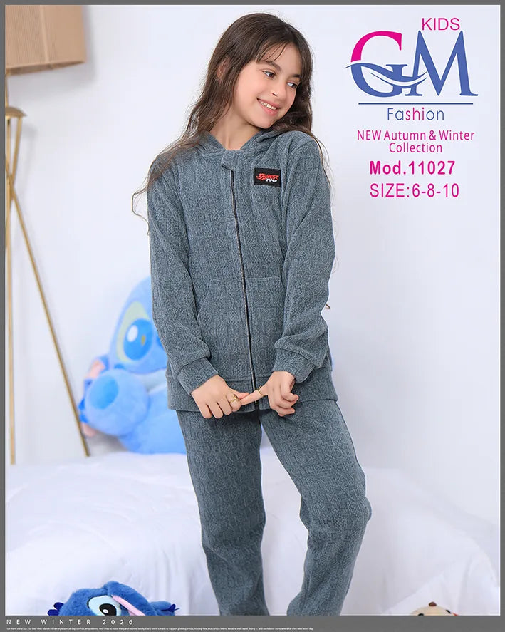 طقم بيجامة بناتي شتوي GM Kids | موديل 11027 بطبعة لطيفة
