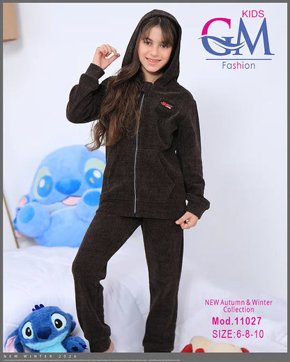 طقم بيجامة بناتي شتوي GM Kids | موديل 11027 بطبعة لطيفة
