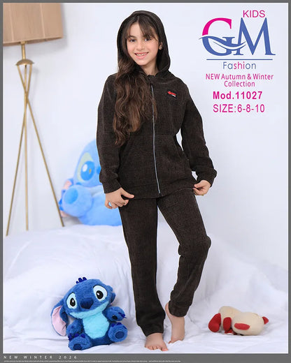 طقم بيجامة بناتي شتوي GM Kids | موديل 11027 بطبعة لطيفة