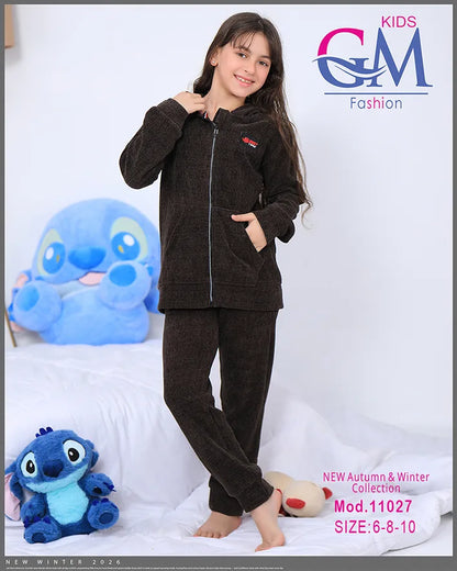 طقم بيجامة بناتي شتوي GM Kids | موديل 11027 بطبعة لطيفة