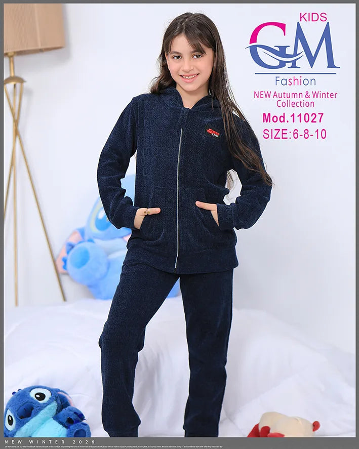 طقم بيجامة بناتي شتوي GM Kids | موديل 11027 بطبعة لطيفة