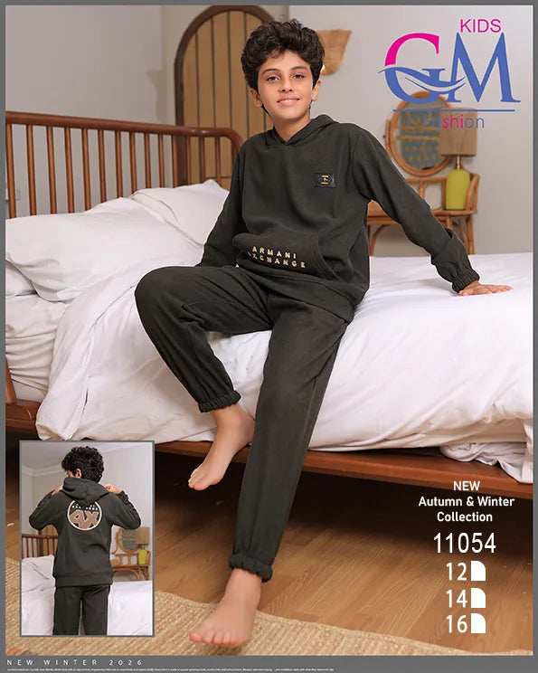 ترنج أولادي مبطن بالقطيفة GM Kids موديل 11054 | طقم شتوي ثقيل للبرد