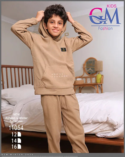 ترنج أولادي مبطن بالقطيفة GM Kids موديل 11054 | طقم شتوي ثقيل للبرد