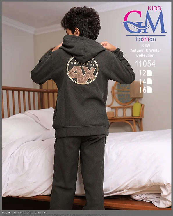 ترنج أولادي مبطن بالقطيفة GM Kids موديل 11054 | طقم شتوي ثقيل للبرد