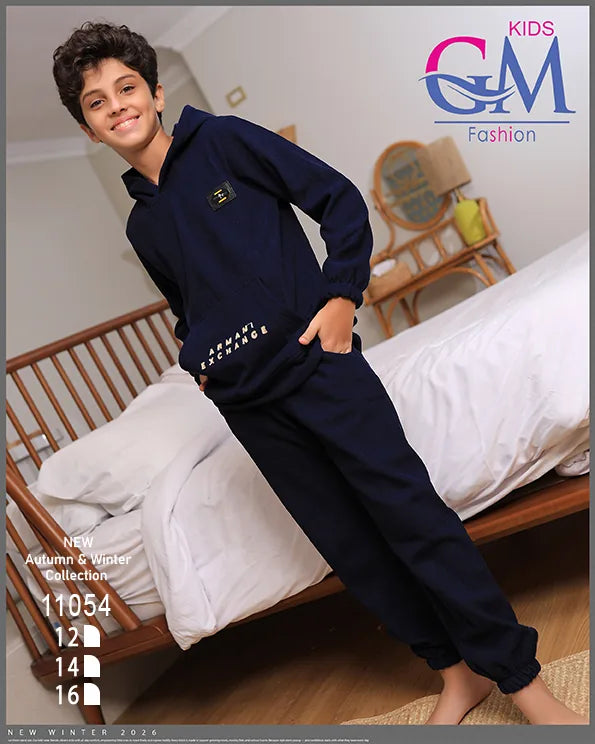 ترنج أولادي مبطن بالقطيفة GM Kids موديل 11054 | طقم شتوي ثقيل للبرد