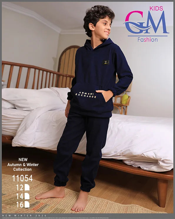 ترنج أولادي مبطن بالقطيفة GM Kids موديل 11054 | طقم شتوي ثقيل للبرد