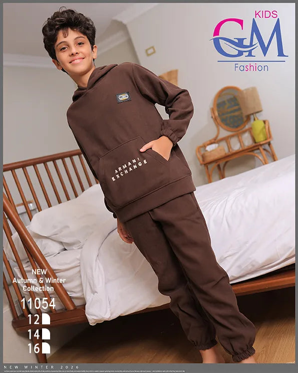 ترنج أولادي مبطن بالقطيفة GM Kids موديل 11054 | طقم شتوي ثقيل للبرد