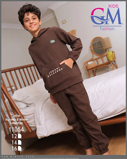 ترنج أولادي مبطن بالقطيفة GM Kids موديل 11054 | طقم شتوي ثقيل للبرد