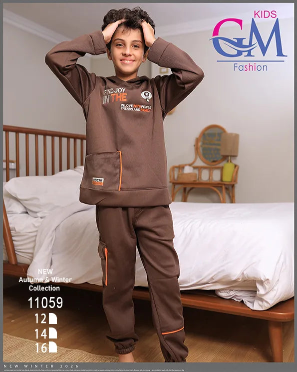 ترنج شتوي ميلتون بقبعة أولادي | GM Kids | موديل 11059