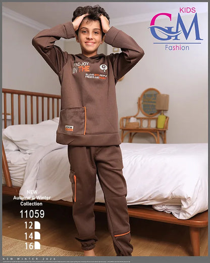 ترنج شتوي ميلتون بقبعة أولادي | GM Kids | موديل 11059