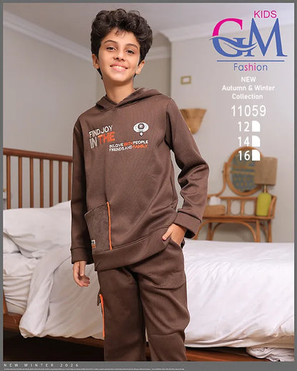 ترنج شتوي ميلتون بقبعة أولادي | GM Kids | موديل 11059