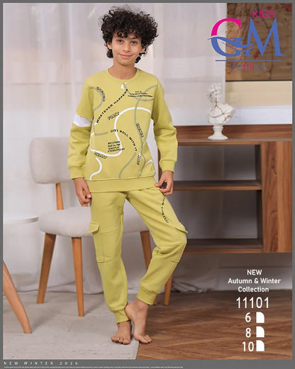 11101 – ترنج أولادي شتوي برسومات عصرية – GM Kids – مقاسات 6 حتى 10 سنوات