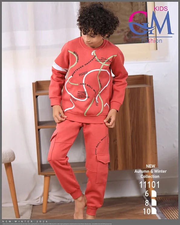 11101 – ترنج أولادي شتوي برسومات عصرية – GM Kids – مقاسات 6 حتى 10 سنوات