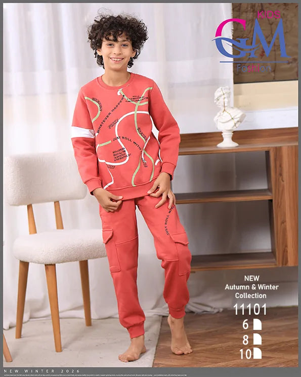 11101 – ترنج أولادي شتوي برسومات عصرية – GM Kids – مقاسات 6 حتى 10 سنوات