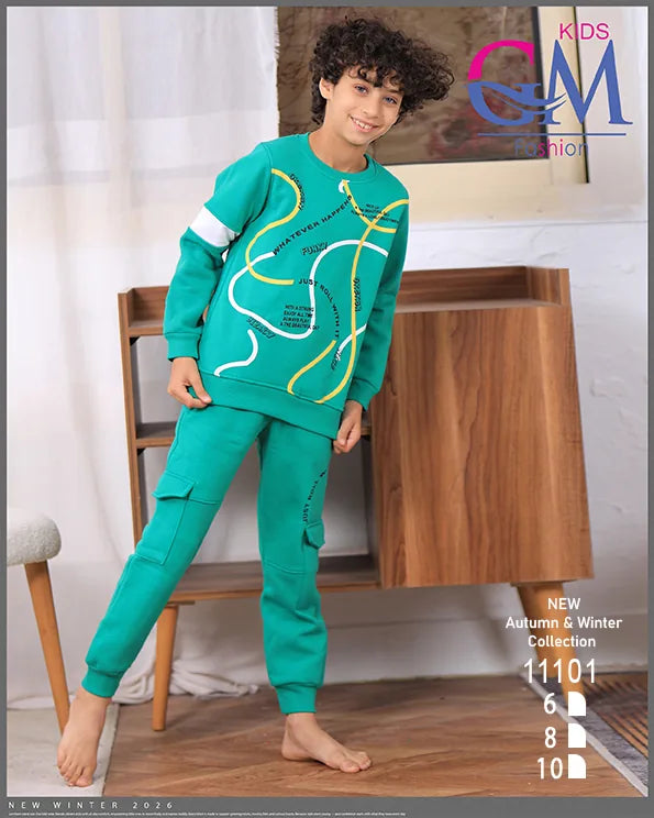 11101 – ترنج أولادي شتوي برسومات عصرية – GM Kids – مقاسات 6 حتى 10 سنوات