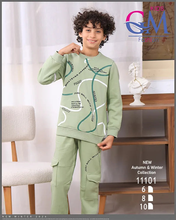 11101 – ترنج أولادي شتوي برسومات عصرية – GM Kids – مقاسات 6 حتى 10 سنوات