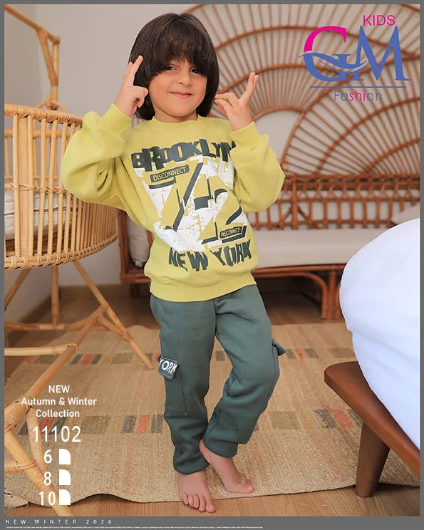 ترنج أولادي قطن شتوي برسمة BROOKLYN | موديل 11102 | GM Kids