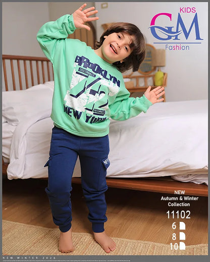 ترنج أولادي قطن شتوي برسمة BROOKLYN | موديل 11102 | GM Kids