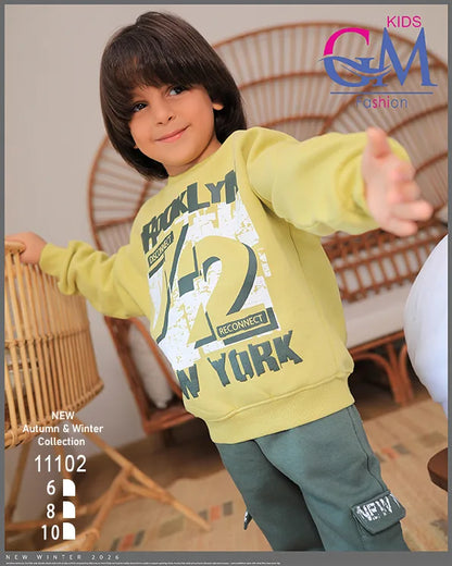 ترنج أولادي قطن شتوي برسمة BROOKLYN | موديل 11102 | GM Kids