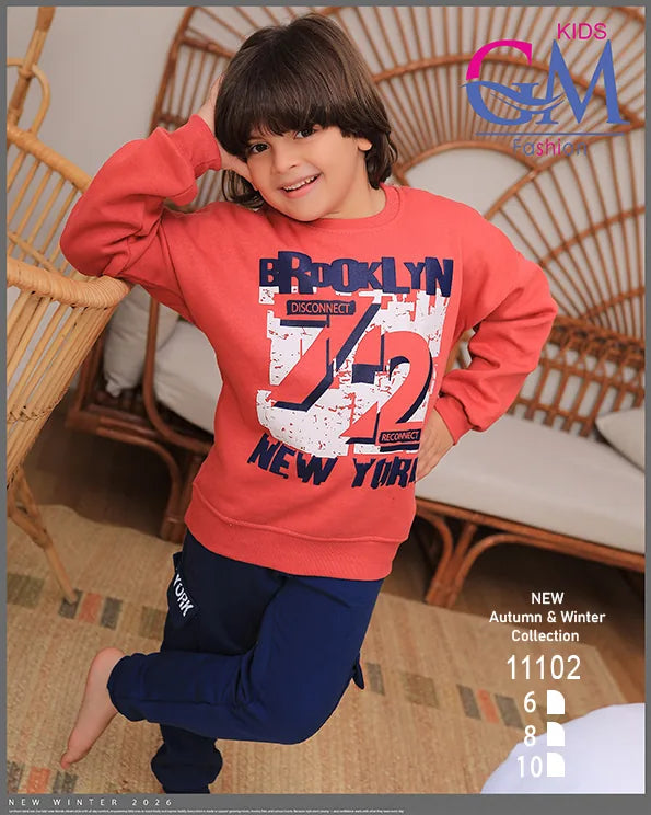 ترنج أولادي قطن شتوي برسمة BROOKLYN | موديل 11102 | GM Kids