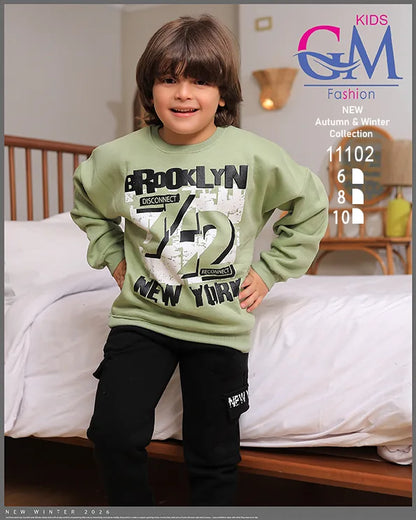 ترنج أولادي قطن شتوي برسمة BROOKLYN | موديل 11102 | GM Kids