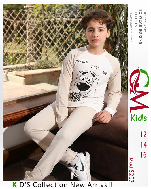 طقم أولادي صيفي قطن برسمة كارتون – موديل 5207 من GM Kids