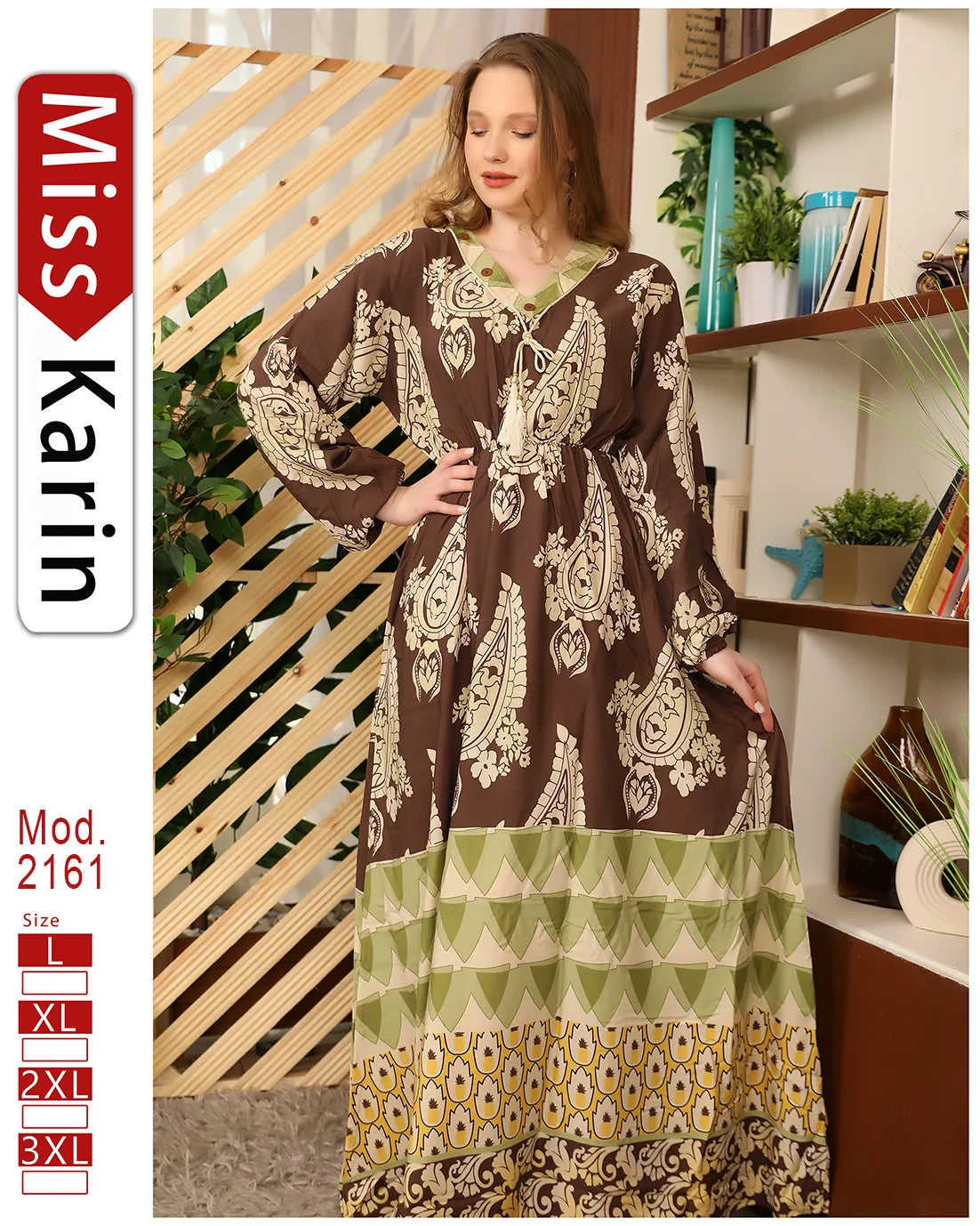 جلابية مطبوعة بطابع فلاحي – موديل 2161 من Miss Karin