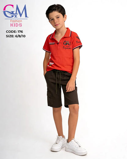 طقم أولادي صيفي بولو وشورت كاجوال للأطفال – GM Fashion Kids موديل 176