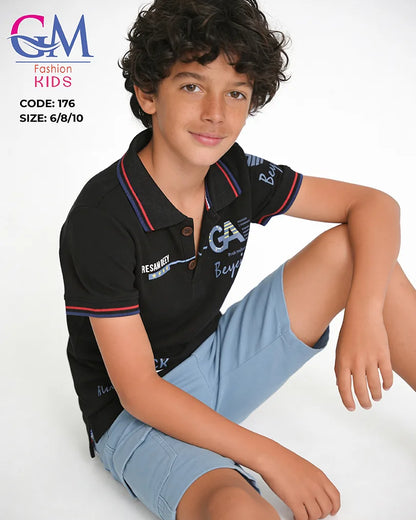 طقم أولادي صيفي بولو وشورت كاجوال للأطفال – GM Fashion Kids موديل 176