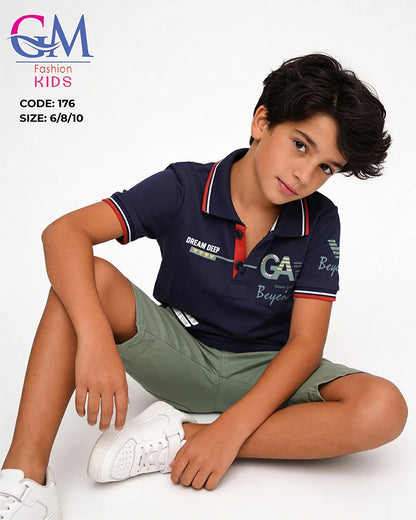 طقم أولادي صيفي بولو وشورت كاجوال للأطفال – GM Fashion Kids موديل 176