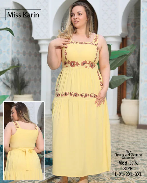 فستان صيفي حريمي طويل مطرز – Miss Karin موديل 1876